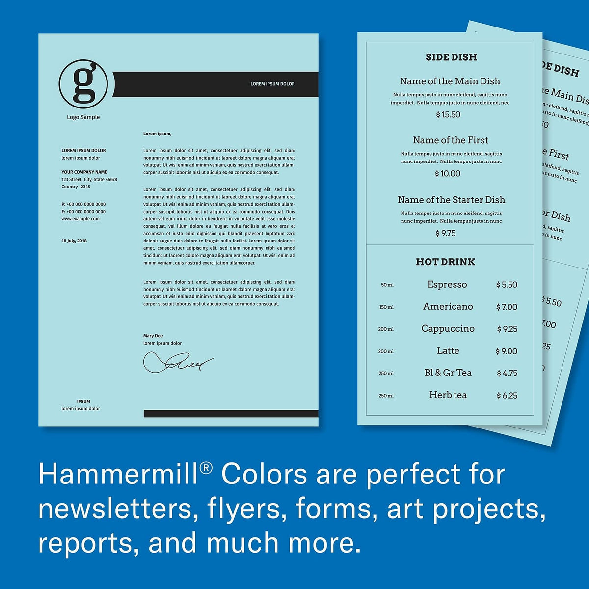 103671 Multipurpose Color Paper by Hammermill – Blue, Model HAM103671