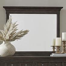 Liberty Furniture Paradise Valley Rectangular Landscape Mirror Traditional for Bedroom Dresser Mount- Saddle Brown Oak Wood Frame