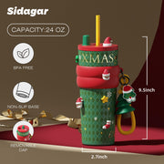 Sidagar Christmas Tumbler, 24 Ounces, Green