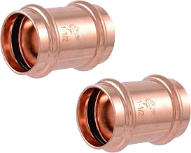 SharkBite 1-1/2 Inch Coupling No Stop, Copper Press Plumbing Fitting, Pack of 2, UPR0641X2