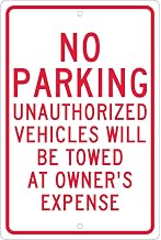 NMC TM12H Aluminum Sign, No Parking Unauthorized Vehicles.063" Thick, Lot of 1