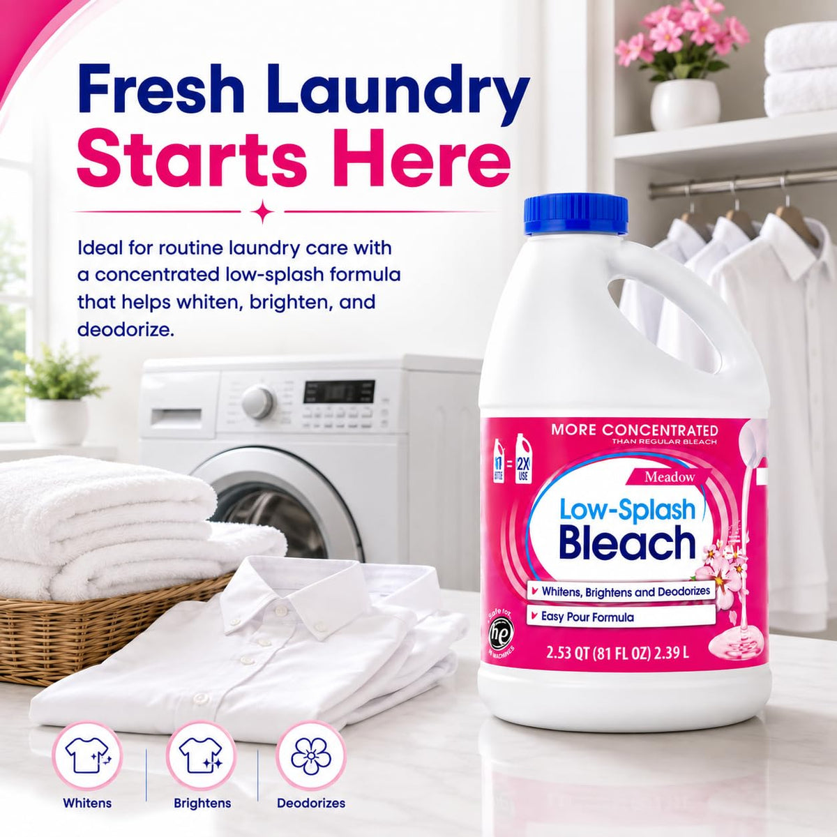Low Splash Bleach by Generic – 81 Fl Oz (Pack of 1), Model Lsb-meadow-81oz