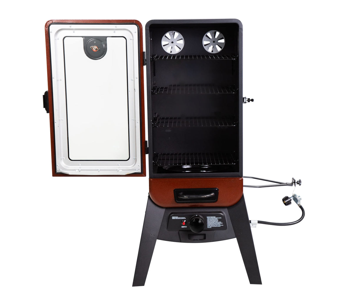 3-Series Gas Vertical Smoker by PIT BOSS – 880 sq inches, Stainless Steel, Red Hammertone, Model 10773