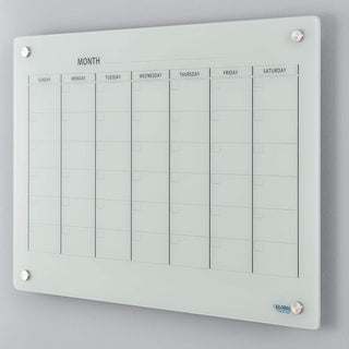 36" W x 24" H Magnetic Glass Calendar Dry Erase Board by Global Industrial – 36"W x 24"H, Glass, White, Model 695510