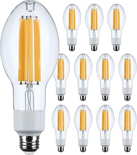 Satco S13183 23W LED HID Replacement Bulb, ED23.5 Clear, 2200K Warm Glow, Medium E26 Base, 3400 Lumens, Ballast Bypass, 120-277V, IP65, Wet Location Rated – Enclosed Fixture Safe (12 Pack)