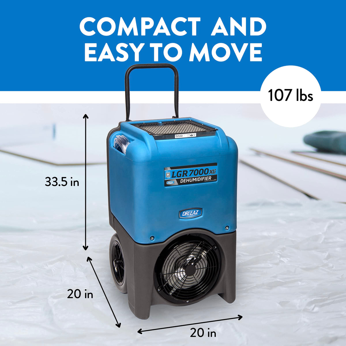 LGR 7000XLi Commercial Dehumidifier with Pump by Dri-Eaz – 111 liters, Polyethylene (PE), blue, Model F412