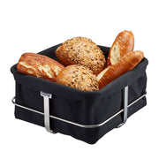 Bread Basket Square with Black Liner by GEFU – 1, 399 liters, Cotton Stainless Steel, Black, Model 33670