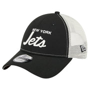 Men's Black New York Jets Apple Trucker 9FORTY Adjustable Hat by New Era – Polyester, New York Jets, Black, Model Nfl Apple 9forty Trucker