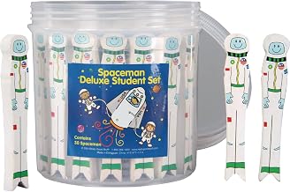 Really Good Stuff Spaceman Writing Spacers, Set of 30, Ages 4+, PreK+ | Reusable Storage Container, Student Learning Tool for Finger Spacing, Preschool and Kindergarten