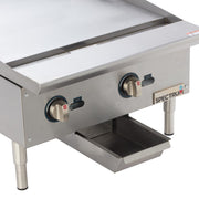 24" Commercial Natural Gas Griddle by Winco – 24", Stainless Steel, Silver, Model NGGD-24M