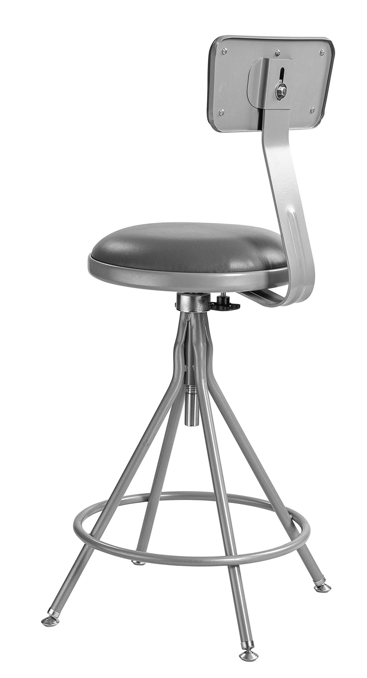 (6524HB) - 24-28" Adjustable Premium Swivel Stool with Backrest by National Public Seating – unspecified, Vinyl, Grey, Model #6524HB