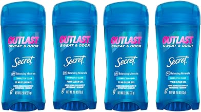 Secret Outlast Clear Gel Antiperspirant Deodorant for Women, Completely Clean, 2.6 oz (Pack of 4)