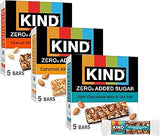 Kind Zero Added Sugar Healthy Snacks Bars Variety Pack, Gluten Free, High Fiber, Keto Snacks, Dark Chocolate Nuts & Sea Salt, Caramel Almond, Peanut Butter Dark Chocolate, 5g Protein, 15 Count