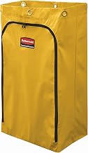 Rubbermaid Commercial Products Durable Replacement Front Zippered Vinyl Bag 24 Gal Yellow for Industrial Janitorial Cleaning Cart Waste Linen/Laundry/Trash Collection