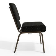 HERCULES Series 21''W Stacking Church Chair in Black Dot Patterned Fabric - Gold Vein Frame by Flash Furniture – Set of 1, Fabric, Foam, Steel, Model FD-CH0221-4-GV-S0806-GG