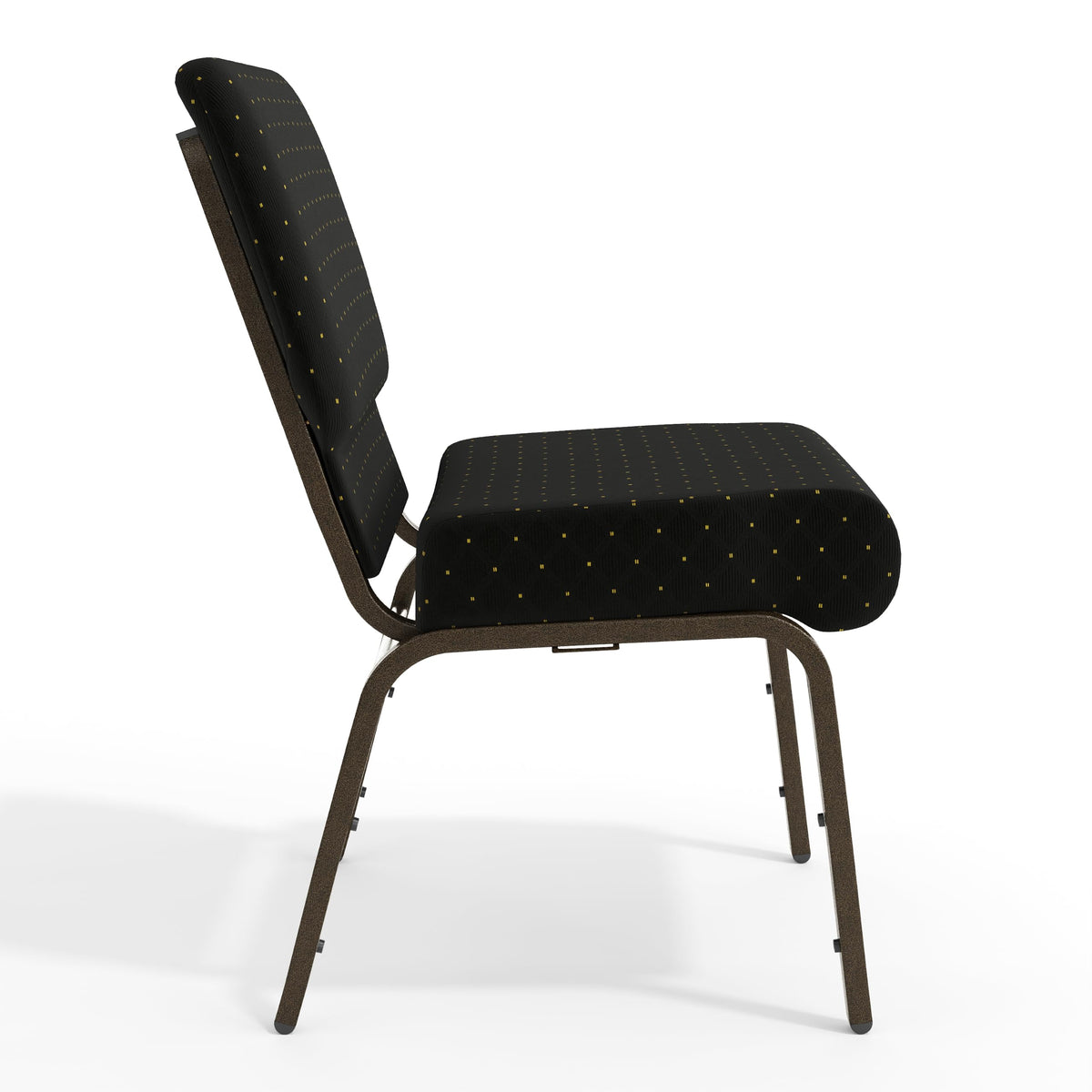 HERCULES Series 21''W Stacking Church Chair in Black Dot Patterned Fabric - Gold Vein Frame by Flash Furniture – Set of 1, Fabric, Foam, Steel, Model FD-CH0221-4-GV-S0806-GG