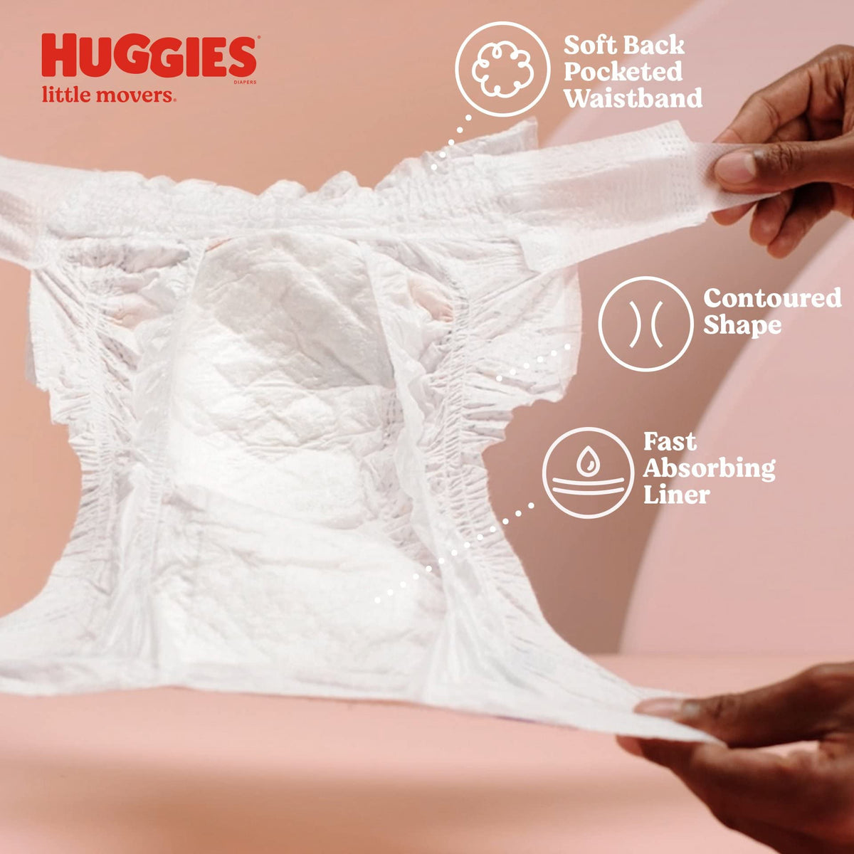 Little Movers Diapers Size by HUGGIES – Size 4, Pulp, White, Model 10036000496793