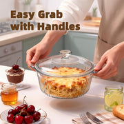 Luvan Round Glass Casserole, 2.4L Borosilicate, Transparent