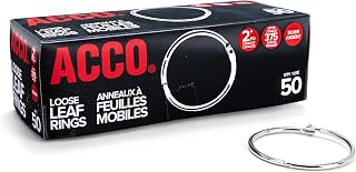 ACCO Brands ACCO Loose Leaf Binder Rings, 2", Silver, 50 Rings/Box (72205)