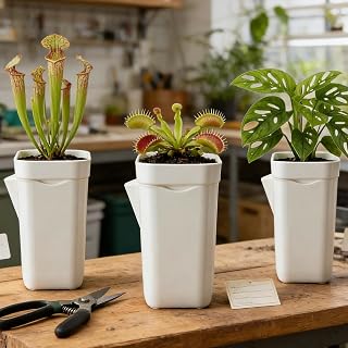 Self Watering Pots Watering Nursery Pot with Drainage Holes Translucent Plastic Planters Mini Flower Seedlings Pot (Small,9 * 5 * 5cm)