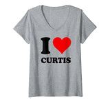 Womens I Love Curtis V-Neck T-Shirt by I Heart Curtis – Polyester, Black, Model R13K0NR01Q0