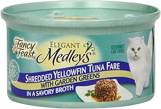 Fancy Feast Elegant Medleys, Shredded Yellowfin Tuna Fare with Garden Greens in a Savory Broth, 3 oz