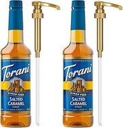 Torani Sugar Free Coffee Syrup, Salted Caramel Flavored Syrup for Drinks, Zero Calorie, Pump Included, 25.4 Fl Oz (Pack of 2)