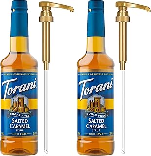 Torani Sugar Free Coffee Syrup, Salted Caramel Flavored Syrup for Drinks, Zero Calorie, Pump Included, 25.4 Fl Oz (Pack of 2)