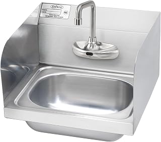 Krowne HS-68 Hand Sink, Wall Mount, 12-1/2"W x 9-3/4"D x 5-5/8" deep Bowl, 4" OC Electronic Faucet, 4-1/2" Double Bend spout, 7-3/4"H backsplash, Includes: Control Module