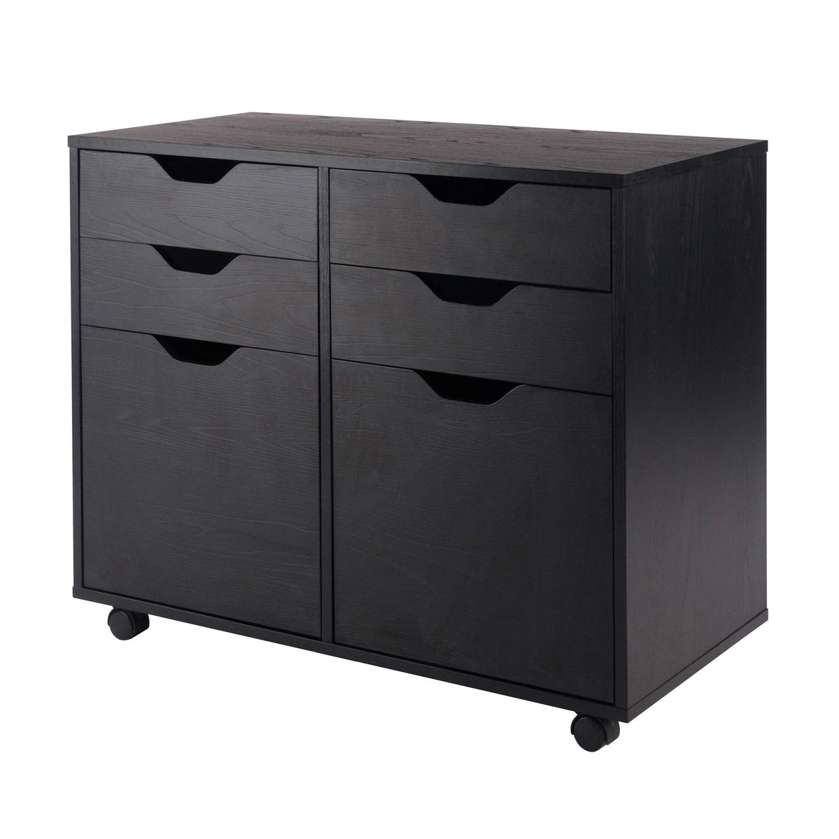 Winsome Black / 4 Doors, 12 Drawers, File Drawer / Transitional Home Office Cabinets