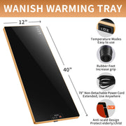Wanish Warming Tray, Extra Long 40 x 12 Inch Tempered Glass, Black