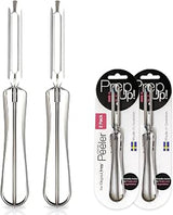 LINDEN SWEDEN Original Jonas Vegetable Peeler, 2 Pack - Made In Sweden | Rust Resistant Silver Potato Peeler with Ergonomic Handle for Safety and Control - Dishwasher Safe & Compact for Easy Cleanup