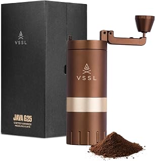 【VSSL Java G25】Premium Manual Coffee Grinder | Portable Coffee Grinder for Camping or Hiking | Straight Handle French Press, Drip, Espresso with Stainless Steel Conical Burr Mill | 20 gram capacity