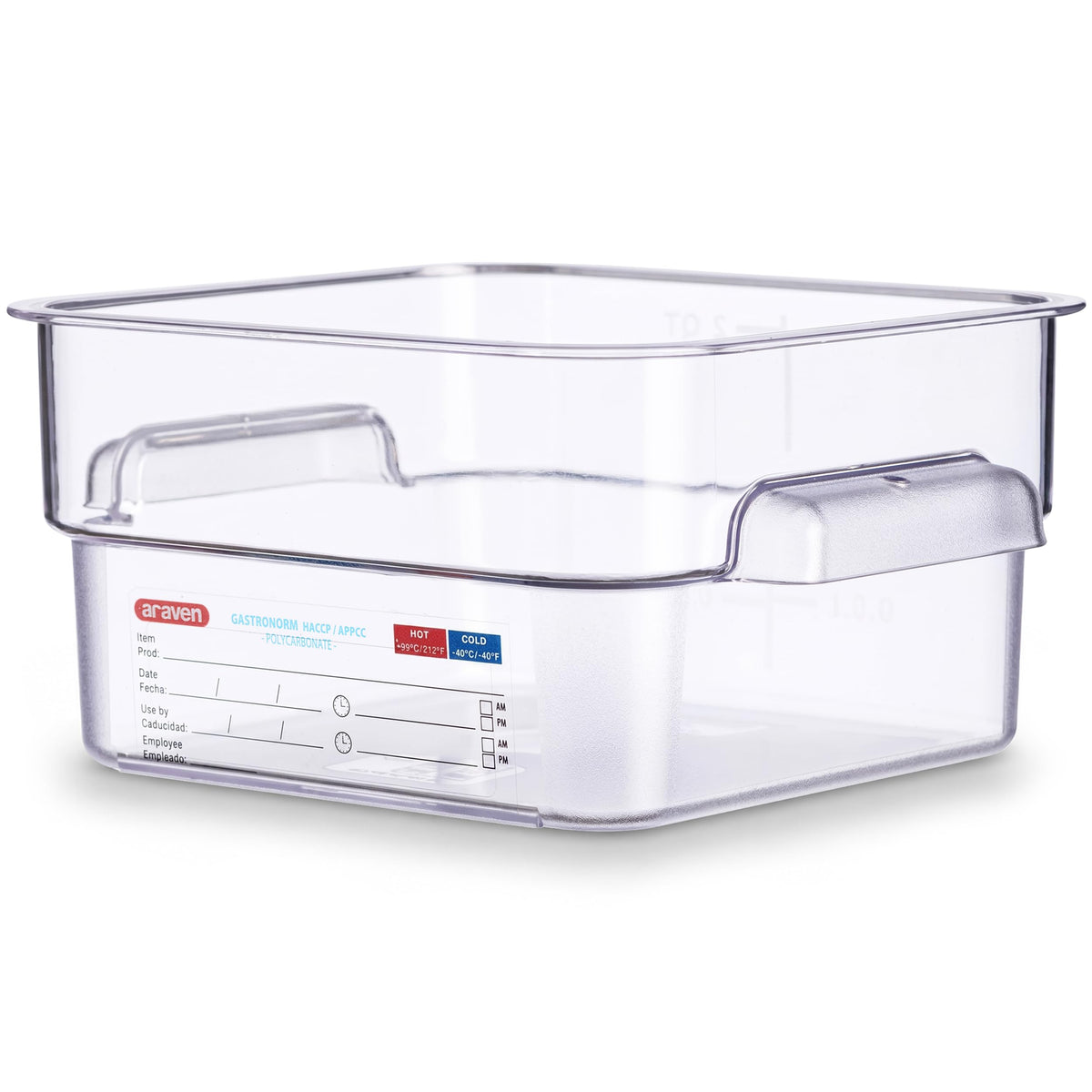 Polycarbonate Square Food Container by Araven – 2 qt, 0.68 cubic_feet, Polycarbonate (PC), Clear, Model 91900