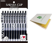 Zebra Technologies Zebra Sarasa Clip 0.5, 10 Black Pen-Pack (P-JJ15-BK10) - Push Clip Ballpoint Gel Pen with High Speed Dry Ink Technology, with Original Sticky Notes Value Set