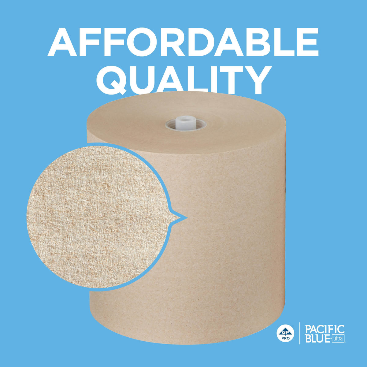 Pacific Blue Ultra 8" High-Capacity Recycled Paper Towel Rolls by GP PRO (Georgia-Pacific) – 6 Count (Pack of 1), Paper, Brown, Pack of 6, Model 26495