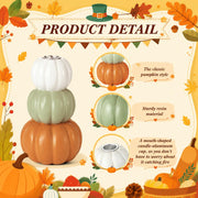 FoldTier Pumpkin Candle Holders, 5.9 Inch Resin Set of 2, Orange White Green