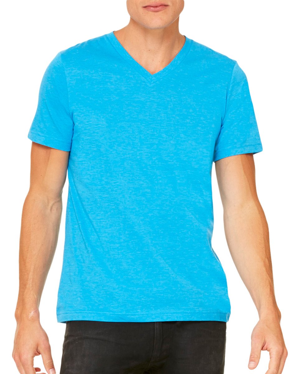 Bella + Canvas Unisex Jersey Short-Sleeve V-Neck T-Shirt L NEON BLUE by BELLA+CANVAS – Jersey, Neon Blue, Model 3005