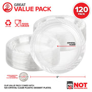 6-Inch Clear Plastic Dessert Plates (120 Pack) Flexible Disposable Clear Plates for Dessert & Appetizers by Stock Your Home – 6 Inch, Plastic, Transparent, Model 2NZ921-3722