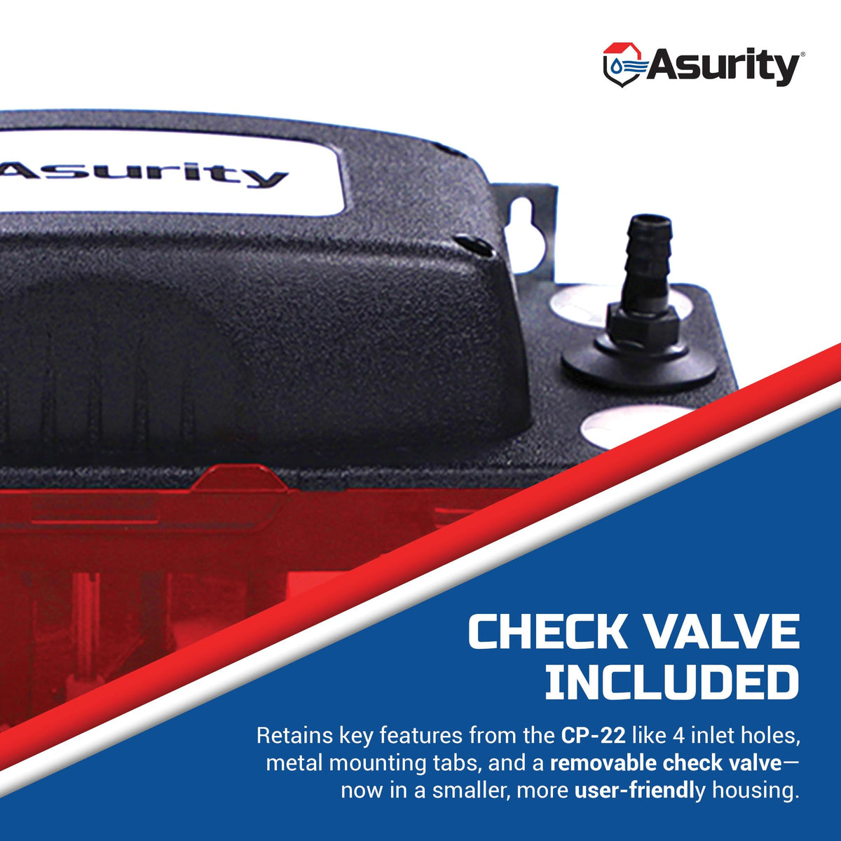 Asurity by ULTRACP-22T 120V Compact HVAC Condensate Pump with 20' of 3/8" Discharge Tubing and 22' Max Lift Height by Diversitech – 12-1/4X7-3/4X9 IN, Plastic, Model GID-SX-0463110