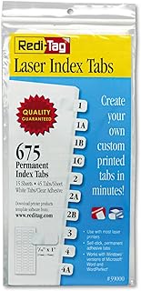 Redi-Tag 39000 Laser Printable Index Tabs 7/16 x 1 White 675/Pack