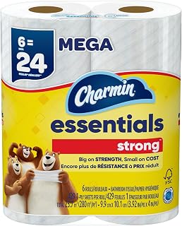Charmin Essentials 1-Ply Mega Rolls Strong Bathroom Tissue 6 ea