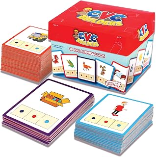 Junior Learning CVC Word Builders, 48 CVC Activity Cards, Phonemic Awareness, Helps Children to Recognize and Understand Basic Sounds in Words, Self Checking Feature, For Ages 4 and up