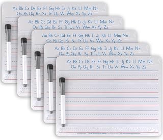 Pacon Handwriting Whiteboard Dry Erase Set, 2-Sided, Ruled/Plain, with Marker/Eraser, 9" x 12", 5 Sets