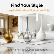 Hideaway Toilet Brush Set by Kobzipanda – Acrylonitrile Butadiene Styrene (ABS), Gold, Model GGMTS