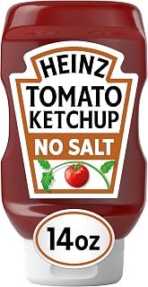 HEINZ Tomato Ketchup With No Salt Added Inverted Squeeze Bottle, 1 Bottle, for Easy Sharing and Easy Serving, 96% Less Sodium Than Regular Ketchup, 14 oz