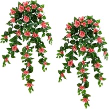 Nearly Natural 41in. UV Resistant Artificial Azalea Hanging Plant (Indoor/Outdoor) - Set of 2