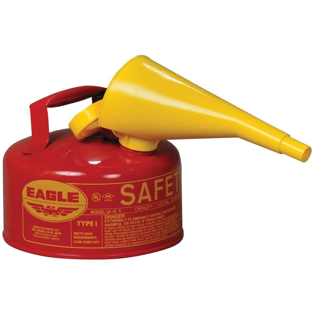 1 Gallon Type I Red Safety Gas Can for Gasoline by Eagle – 1 Gallon, 1.0 gallons, Metal, Red, Model UI10FS