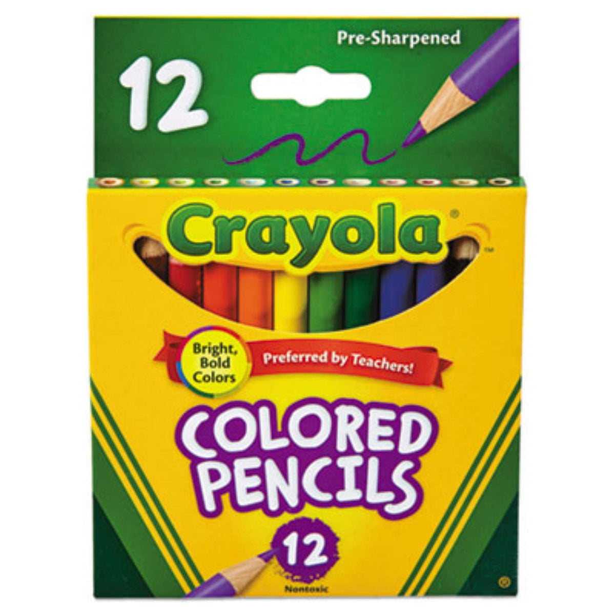BIN684112 - Presharpened Short Colored Pencils by Crayola – Assorted Colors, Pack of 12, Model 68-4112