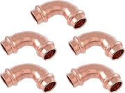 SharkBite 1/2 x 1/2 Inch 90 Degree Elbow, Copper Press Plumbing Fitting, Pack of 5, UPR248X5